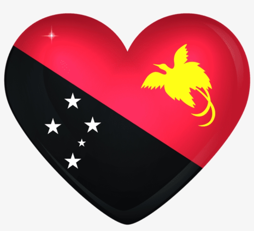 Free Png Download Papua New Guinea Large Heart Flag - Papua New Guinea Flag Heart, transparent png #7935352