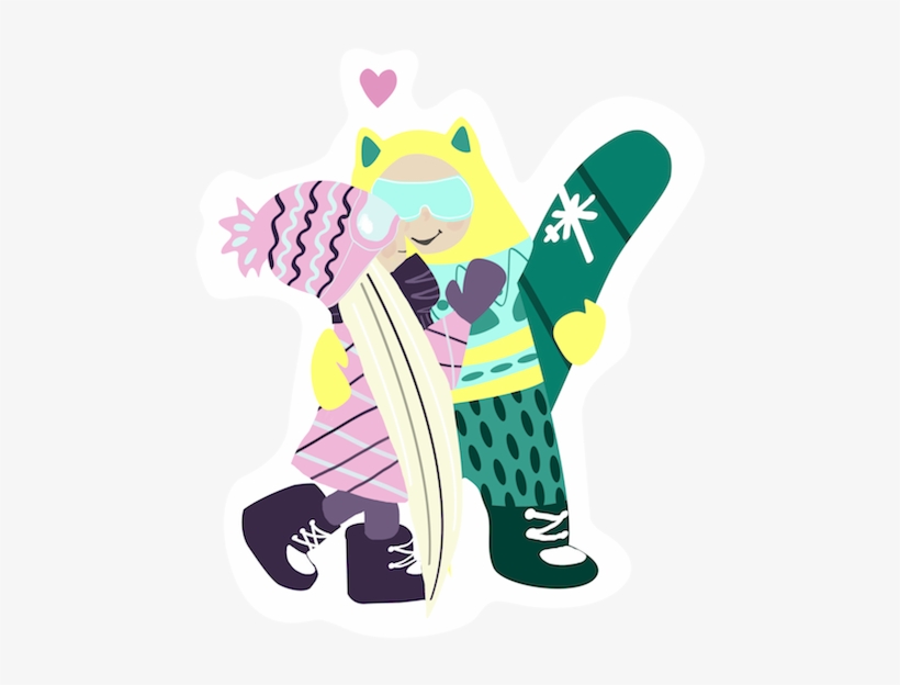 Ski Sticker My New Stickers On The - Cartoon, transparent png #7935389
