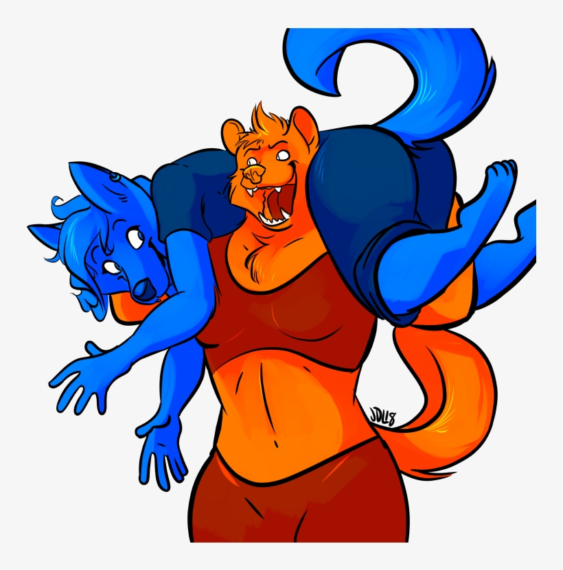A Wolverine Fireman-carrying An Excited Husky - Cartoon, transparent png #7936369