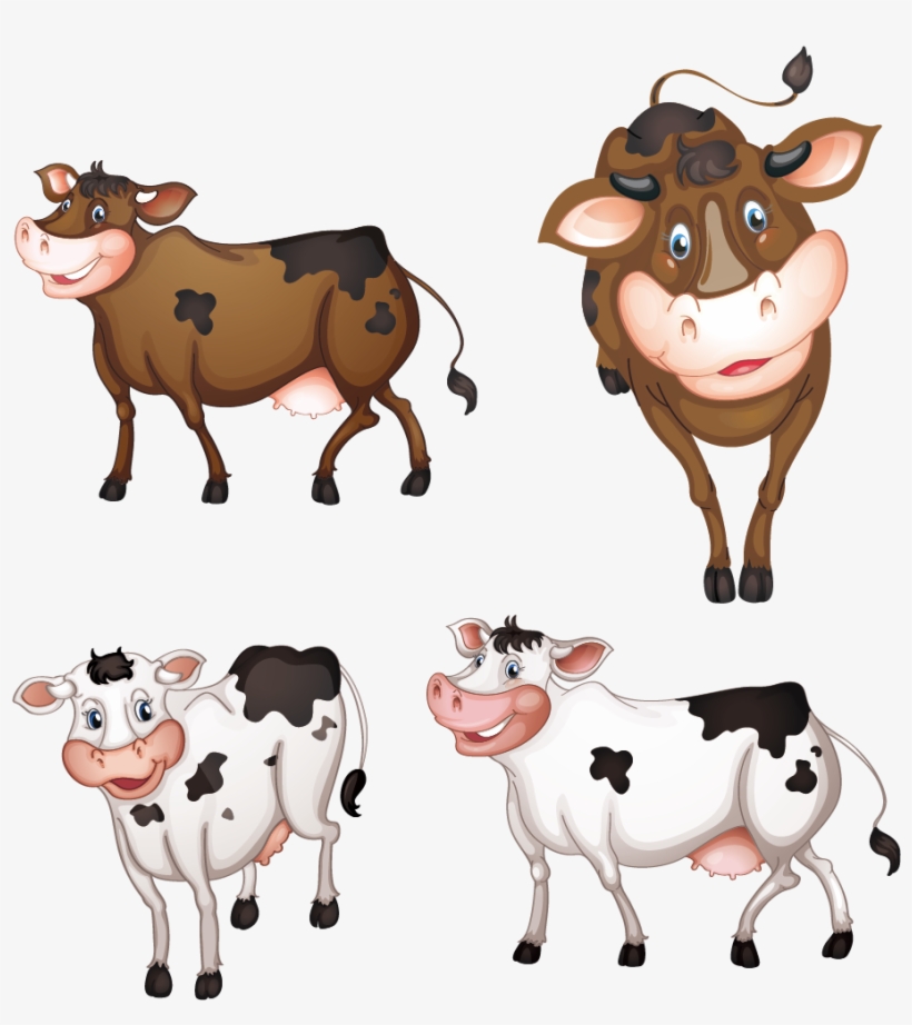 Calf Vector Cartoon - Clip Art Cows, transparent png #7937186