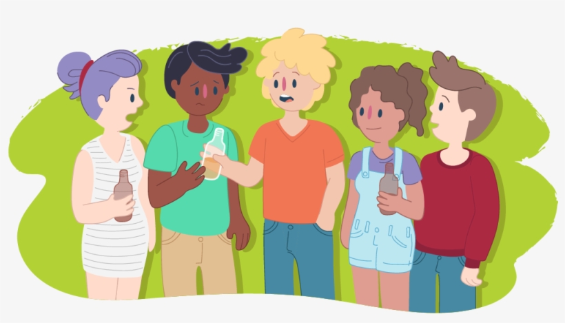 Teenager Being Pressured By His Friends To Have A Drink - Cartoon, transparent png #7939170