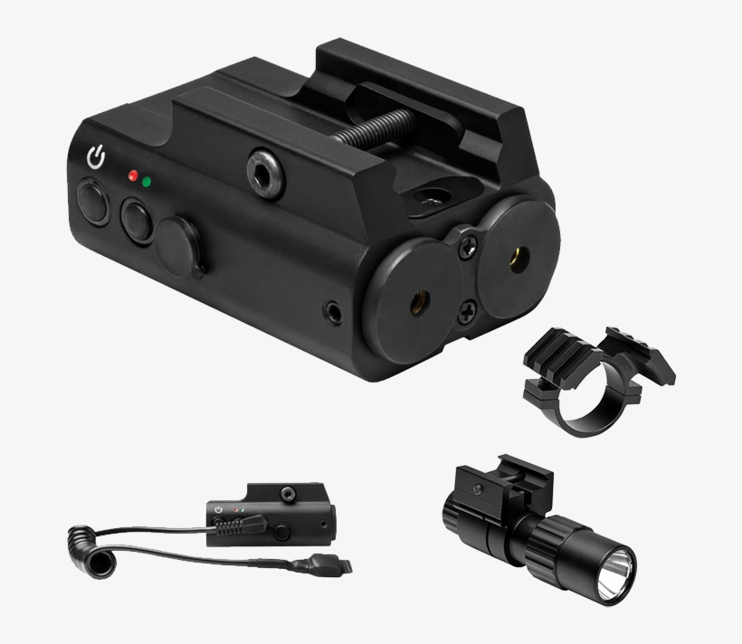 Ncstar Red & Green Laser W/led Flashlight & Weaver - Rail Mount Green Laser, transparent png #7939238