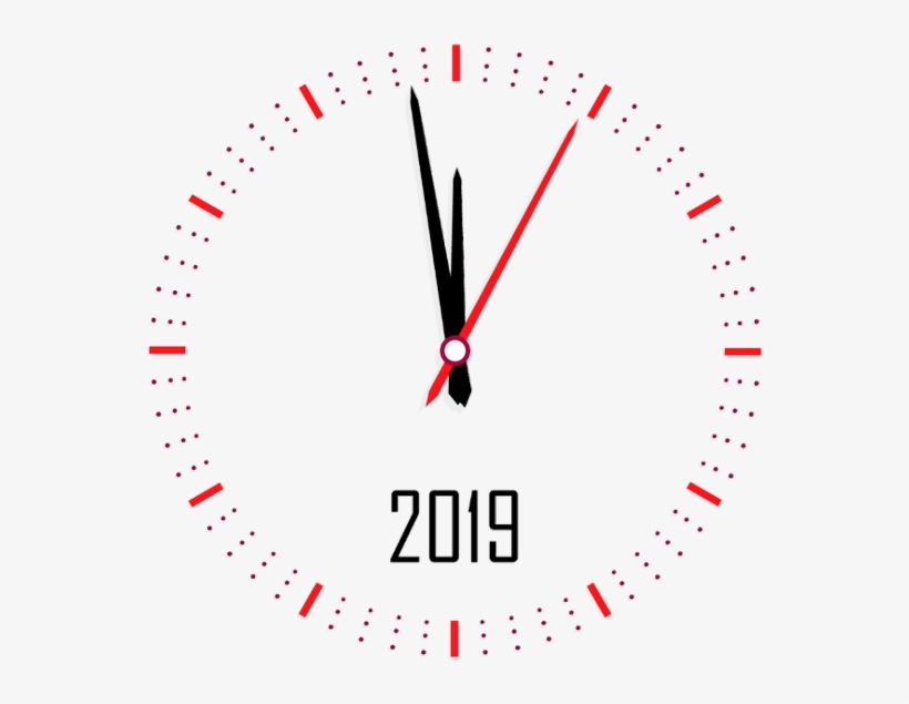 Nouvel An - Happy New Year Clock 2019 - Free Transparent Png Download -  Pngkey