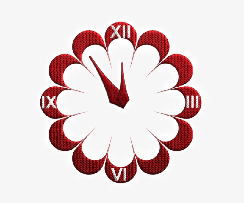 Knitted New Year Clock - Template, transparent png #7940154