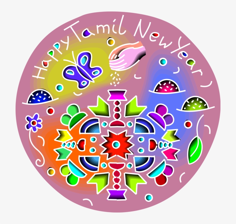 Vector Illustration Of Happy Tamil Puthandu New Year Circle