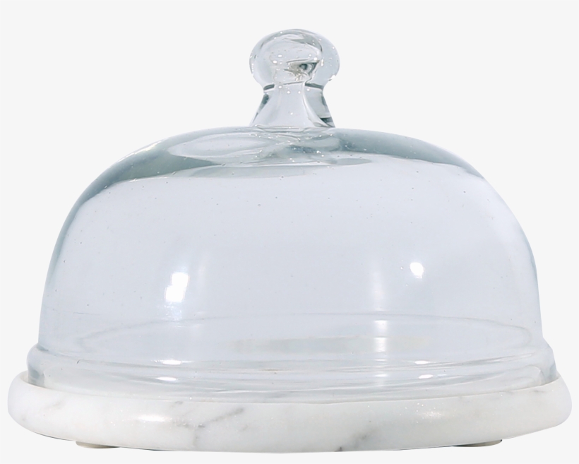 White Marble Stone 8″ Platter With Glass Dome - Dome, transparent png #7941882