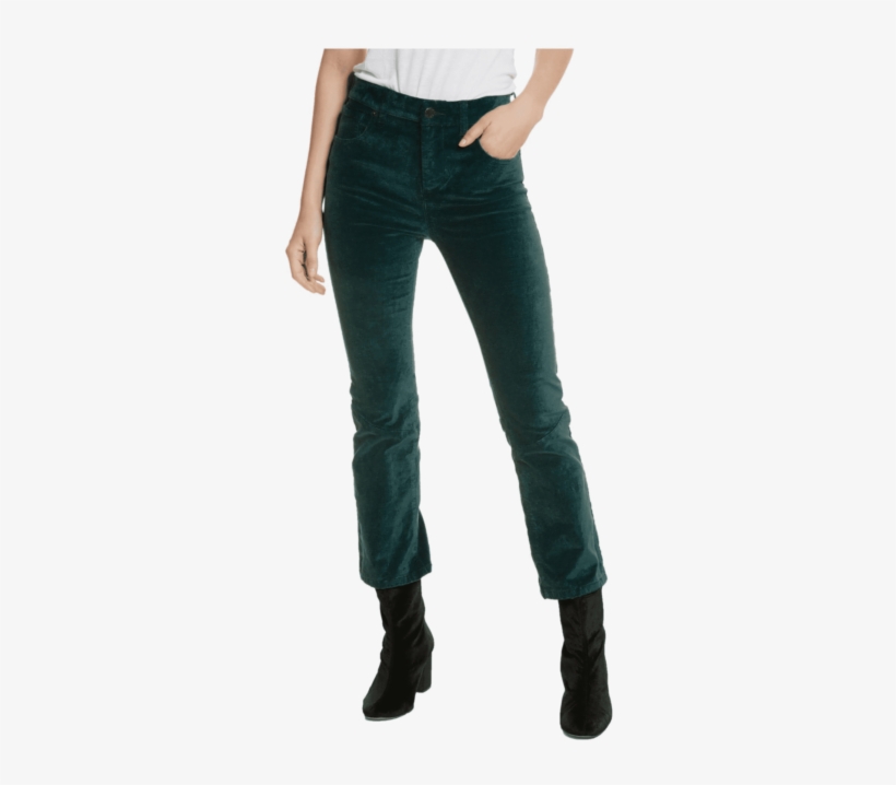 $88 Nwt Free People Womens High Rise Velvet Flare Casual - Free People Green Velvet Pants, transparent png #7942421
