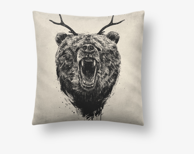 Coussin Toucher Peau De Pêche 41 X 41 Cm Angry Bear - Bear With Antlers, transparent png #7945740