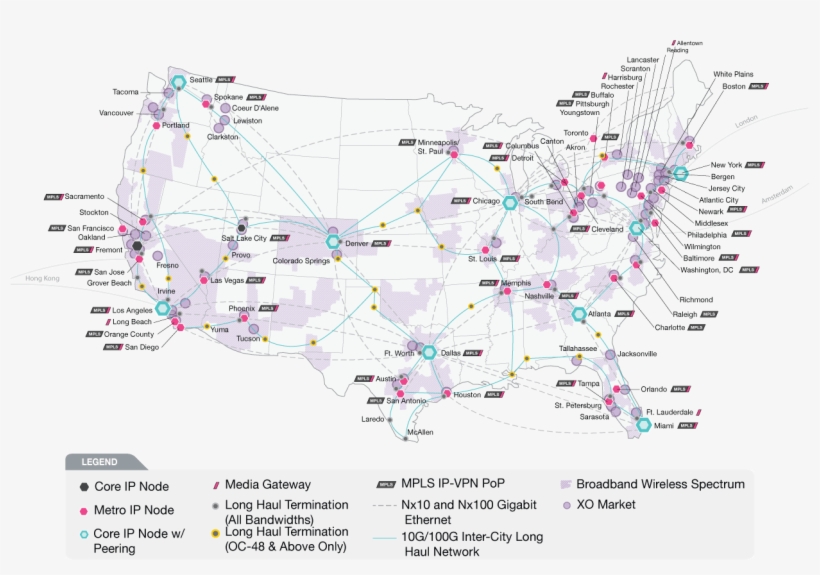 Xo Complete Network - Wide Area Network Map, transparent png #7947246