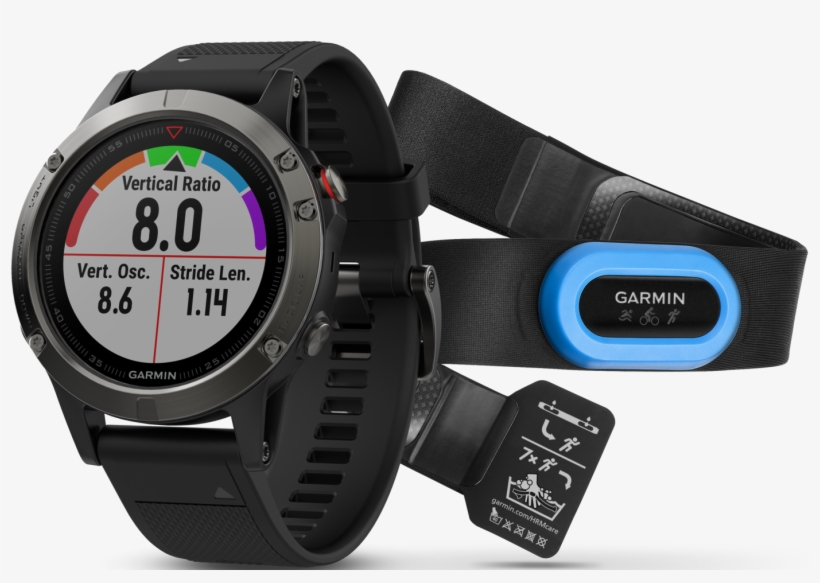 Fenix 5 Slate Grey With Black Band Multisport Training - 010 01688 32, transparent png #7950461