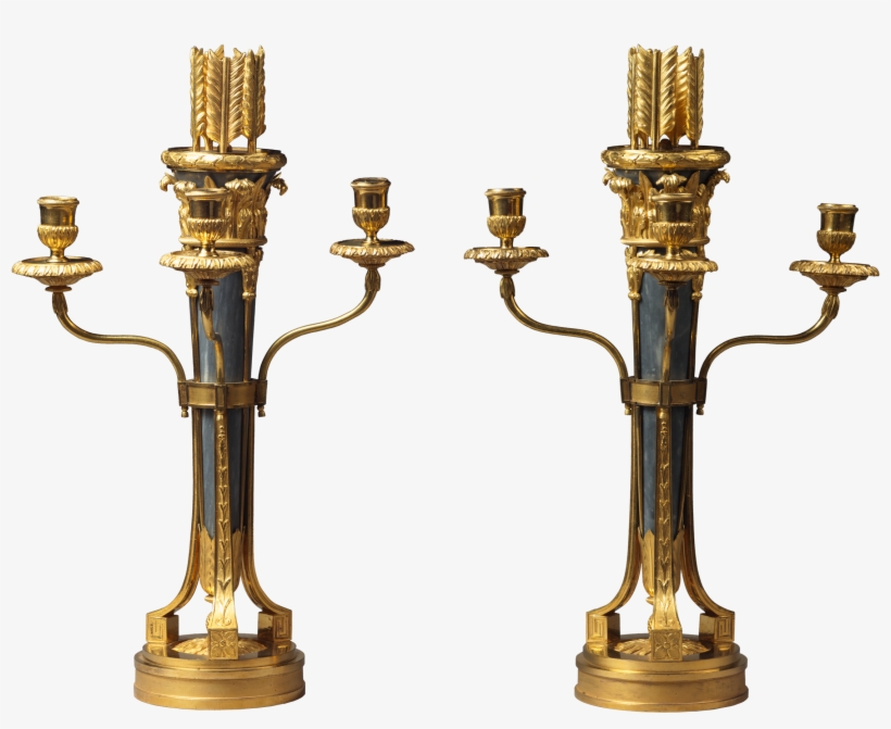 Bronze And Turquin Blue Marble Candelabra In The Form - Antique, transparent png #7950984