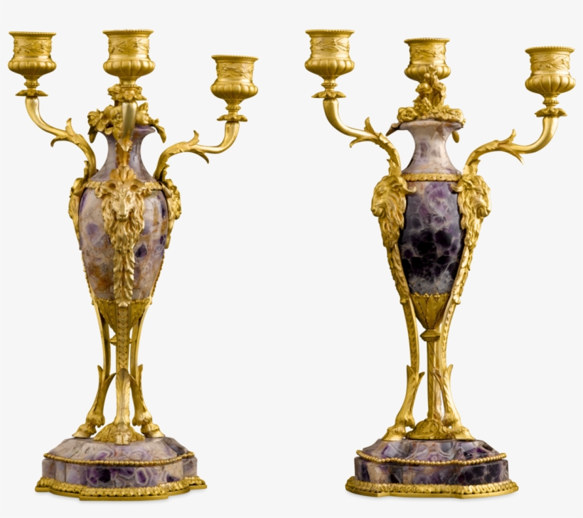 Amethyst Triple Candelabra - Antique, transparent png #7951353