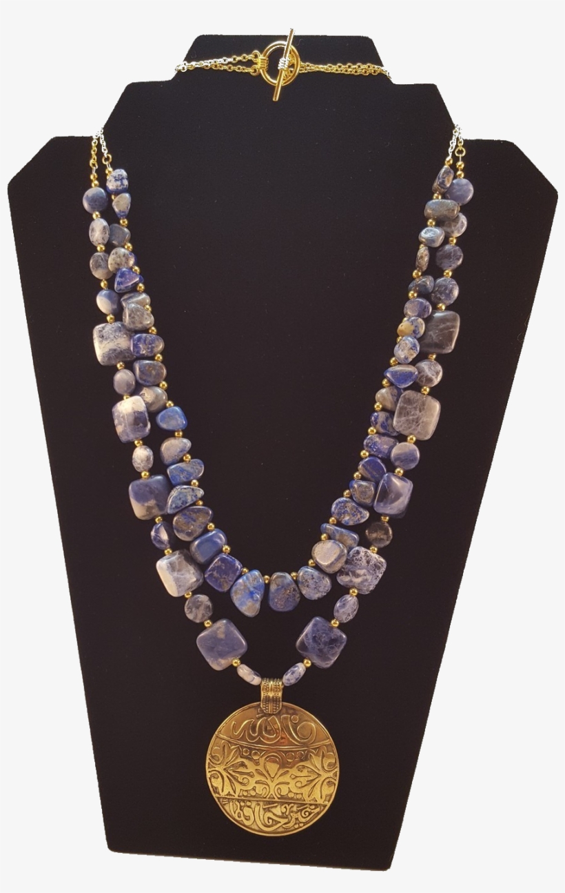 Lapis Lazuli And Sodalite Stone Necklace - Necklace, transparent png #7952384