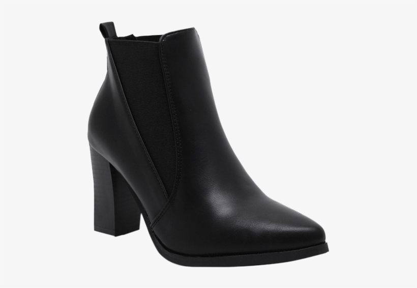 Quite Nice Zaful Women Black Shoes Pointed Toe Chunky - Pointy Black Chunky Boots, transparent png #7952930