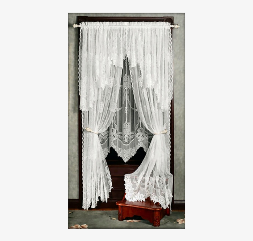 Garland Lace Curtain Panel - Victorian Windows Treatment, transparent png #7956124