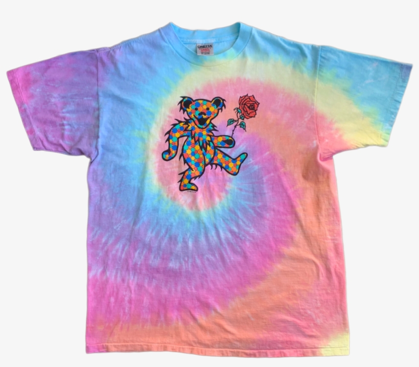 1993 Grateful Dead Bear Rose Tie Dye T Shirt - Active Shirt, transparent png #7956292