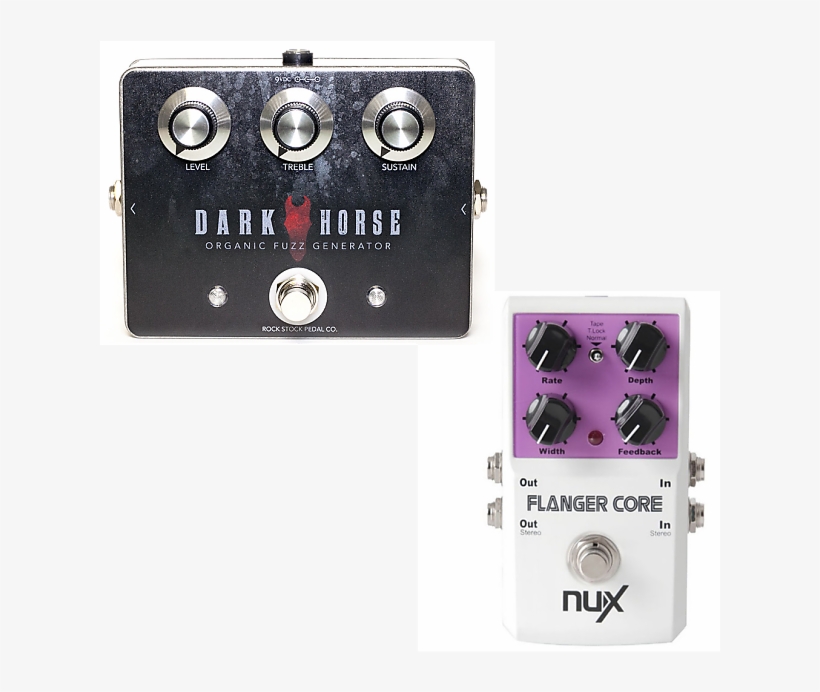 Rock Stock Dark Horse Fuzz Guitar Pedal And Nux Flanger - Rock Stock Pedals Dark Horse, transparent png #7959707