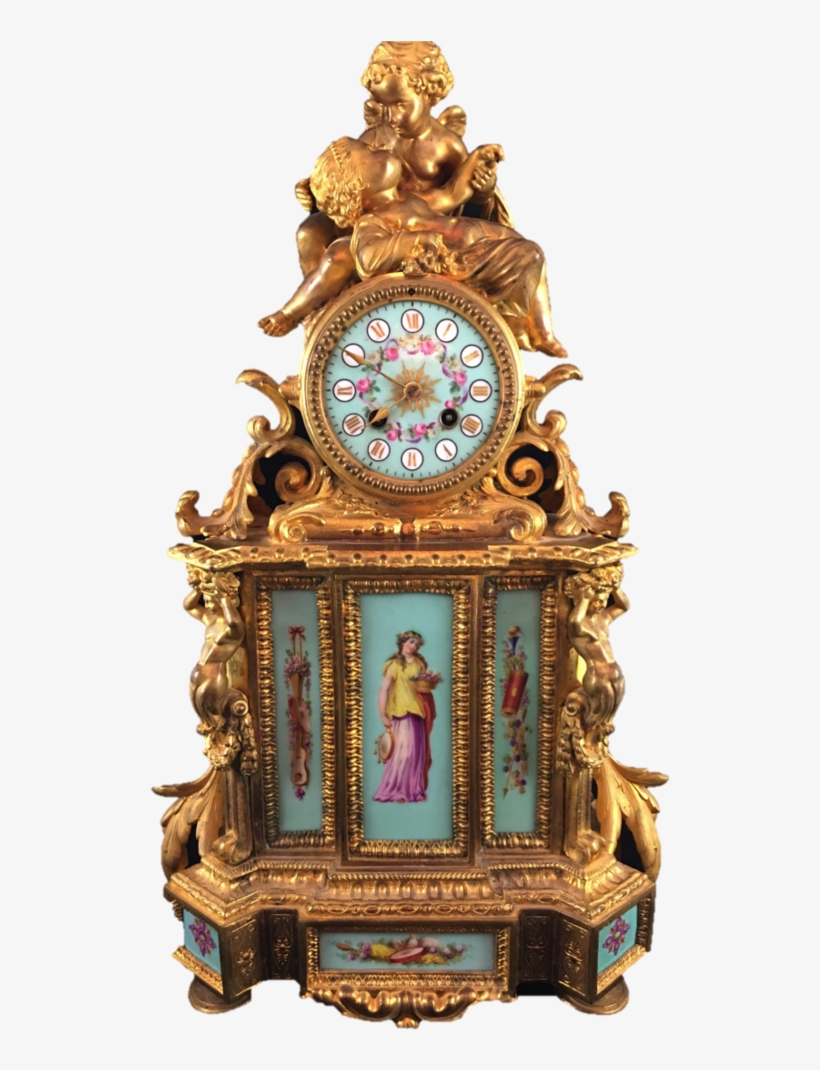 19th Century French Clock By Phillipe Mourey Cherubs, - Furniture, transparent png #7960340