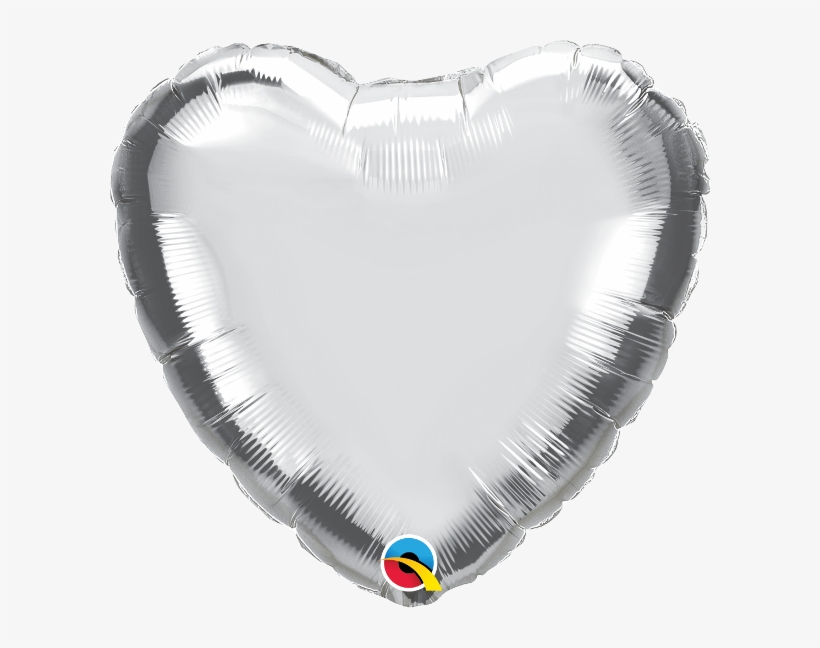 Silver Heart Shaped 18'' Foil Decorator Balloon - Balloon, transparent png #7964043