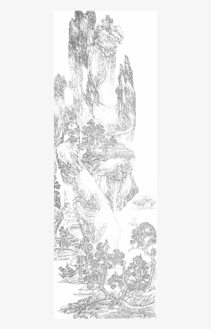 Chen Chun-hao, "imitating Pine Lodge Amid Tall Mountains - Sketch, transparent png #7964438