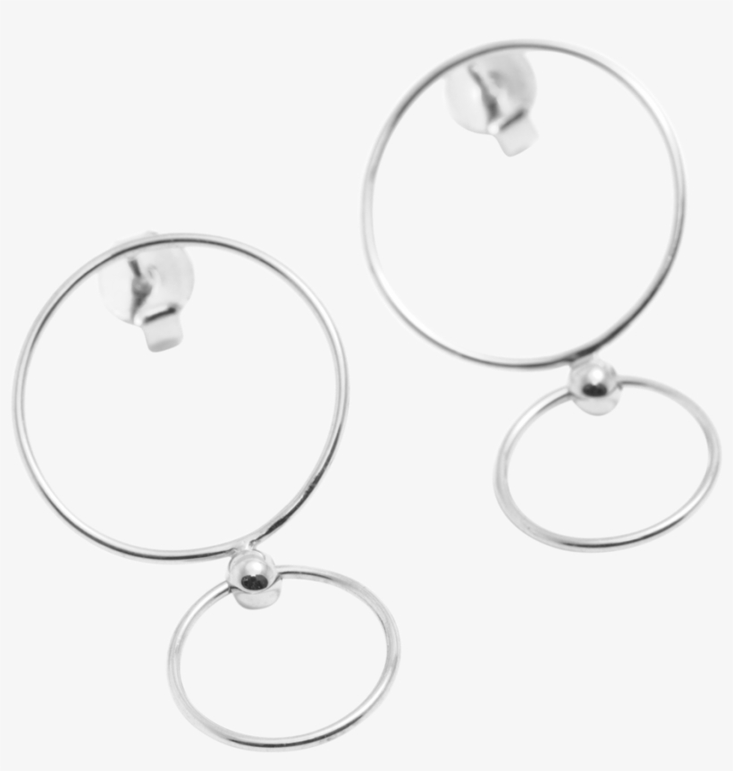 Plateaux Thin Double Circle Øreringe / Sølv - Earrings, transparent png #7964473
