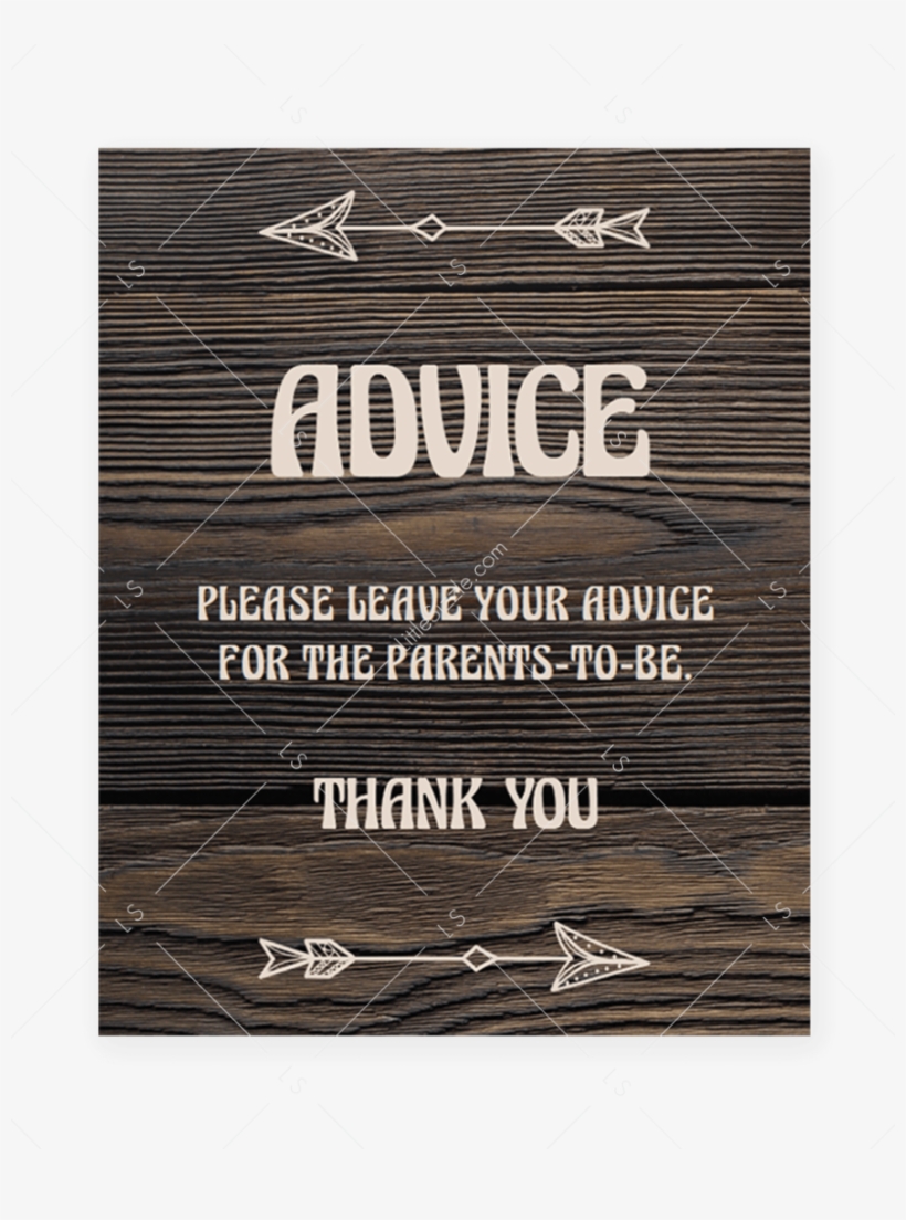 Rustic Wood Baby Shower Advice Sign Printable By Littlesizzle - Poster, transparent png #7965708