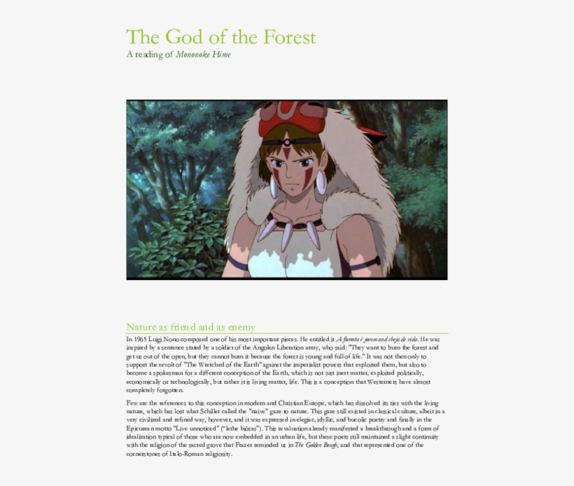 Pdf - Miyazaki Movies Princess Mononoke, transparent png #7966017