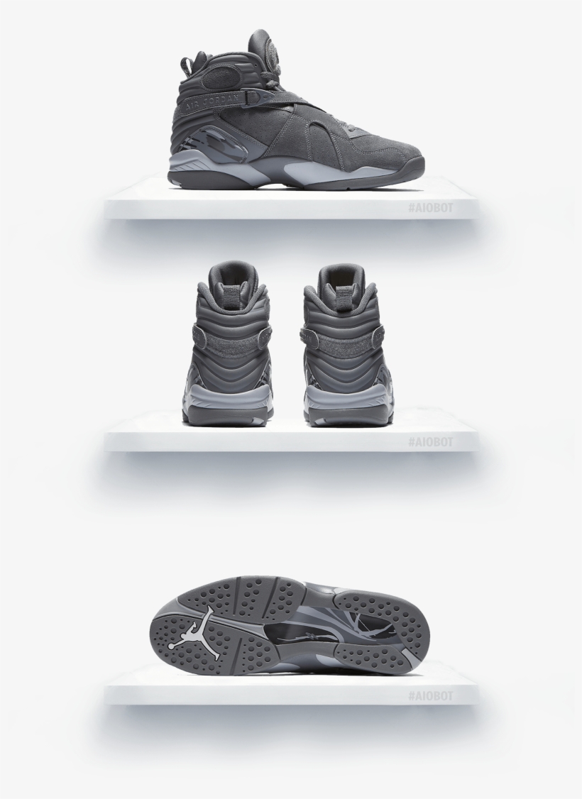 Air Jordan 8 Retro Cool Grey - Sneakers, transparent png #7966411
