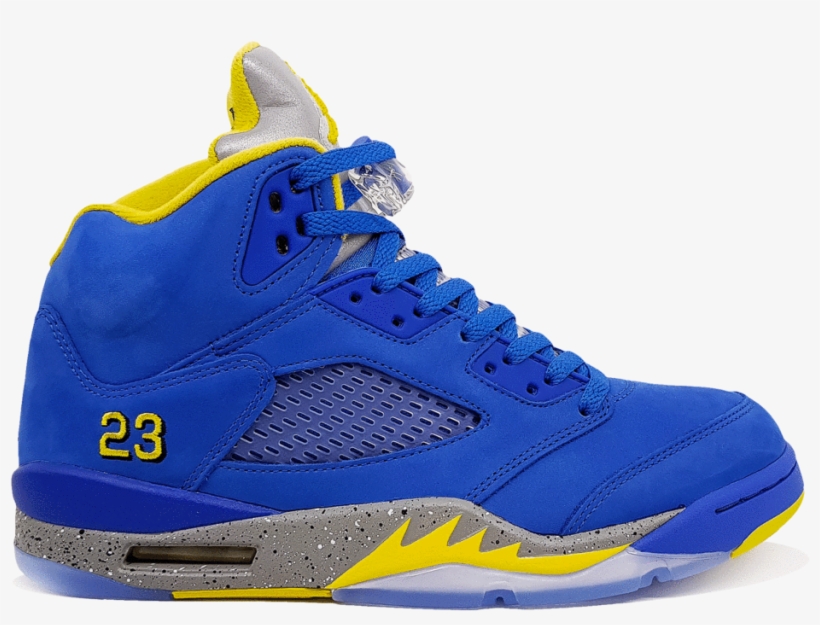 Air Jordan 5 Laney Jsp - Blue And Yellow Jordans 5, transparent png #7966916