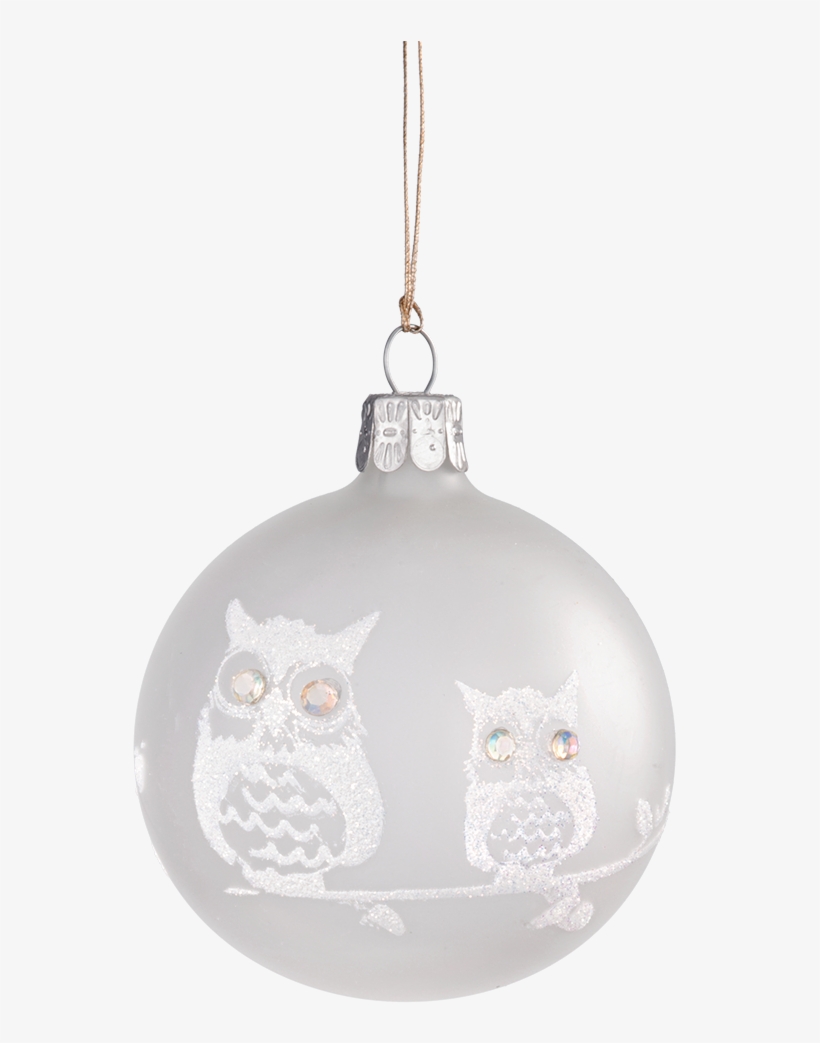 Glass Bauble Frosted Glass With White Owls, 7 Cm - Snowy Owl, transparent png #7968185