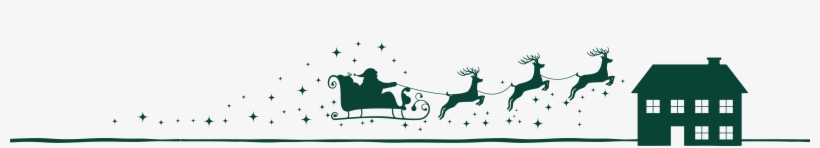 A House With Santa And His Reindeer Flying Over The - Silhouette, transparent png #7969683
