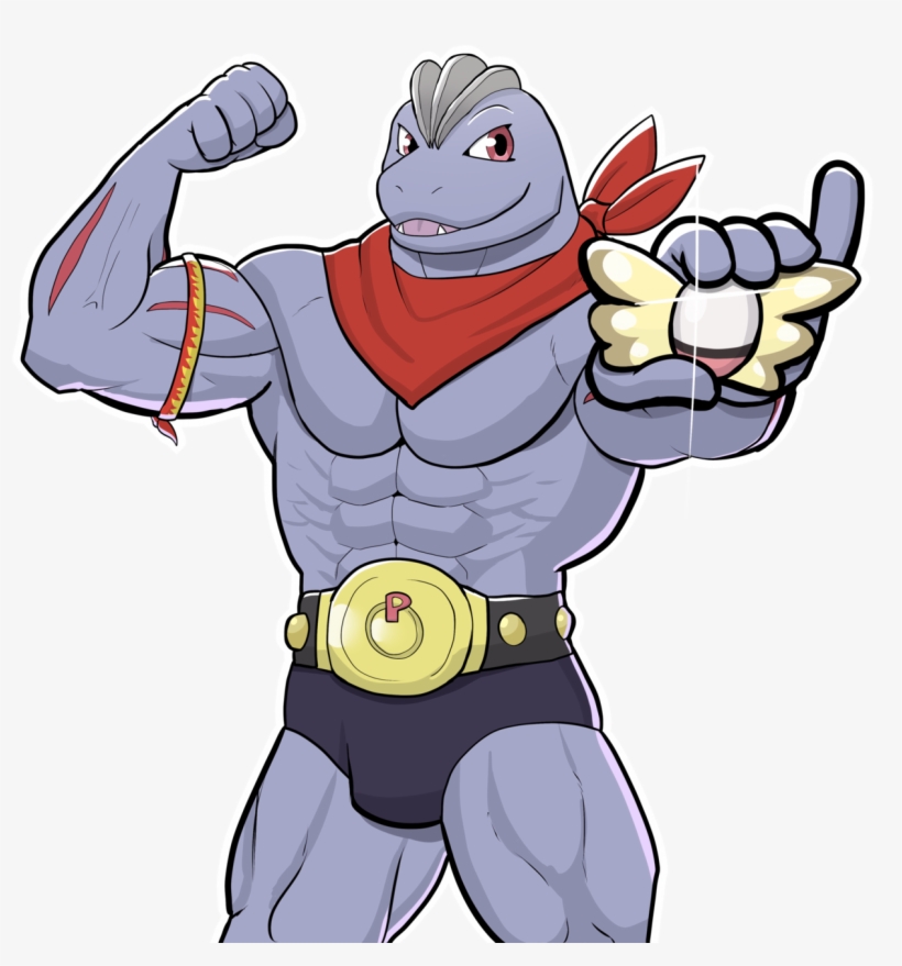 For @pkmngorikie Hes A Big Strong Machoke Who Will - Cartoon, transparent png #7970438