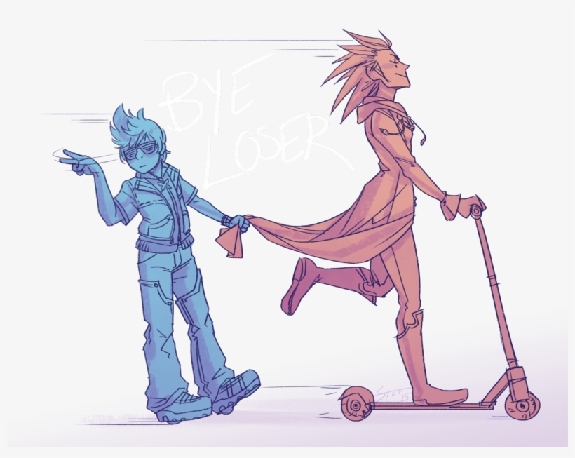*heelies Away From Problems" Roxas Kingdom Hearts, - Cartoon, transparent png #7971314