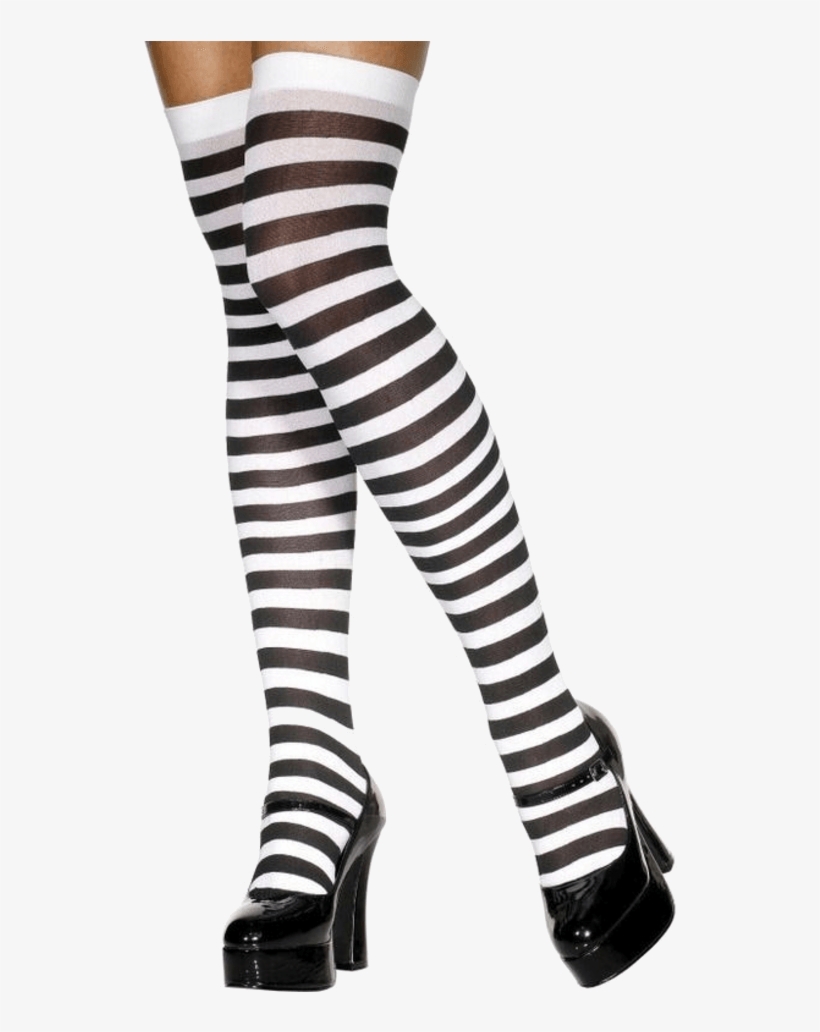 Black And White Striped Stockings - Striped Black And White Stockings, transparent png #7971756