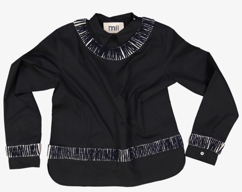 Mii Black And White Embroidered Wool Rib Top - Sweater, transparent png #7972940