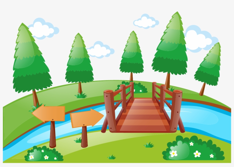 Vector Freeuse Library Bridge Cartoon Photography Illustration - River With Bridge Cartoon, transparent png #7973111