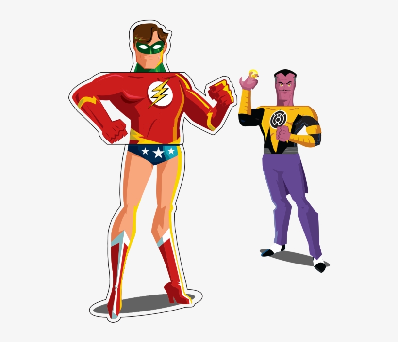 Green Lantern / Flash / Wonder Woman Mix & Match - Cartoon, transparent png #7973559
