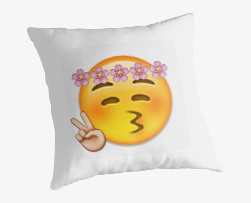 Flower Crown Peace Sign Emoji Throw Pillows Png Peace - Emoji, transparent png #7975134