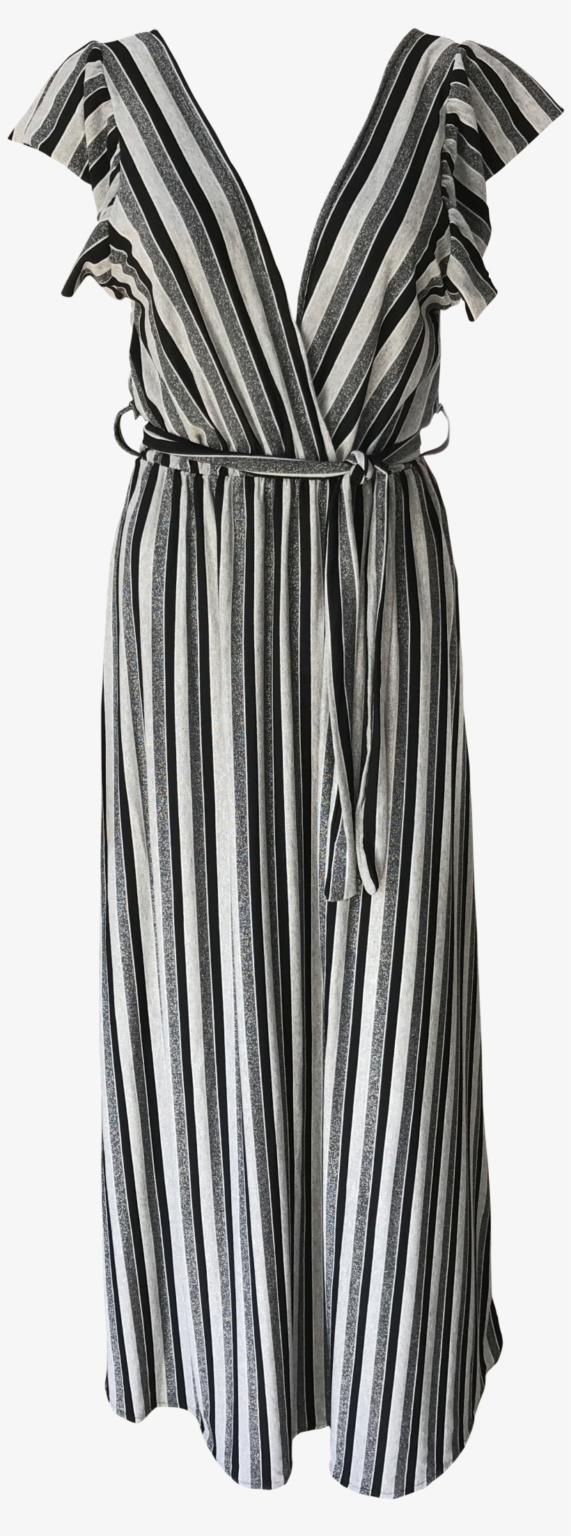Silver & Black Stripe Maxi Dress - Cocktail Dress, transparent png #7976215