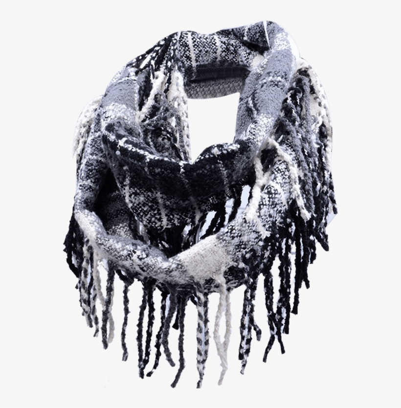 Outdoor Fringed Edge Decorated Faux Cashmere Scarf - Scarf, transparent png #7976509
