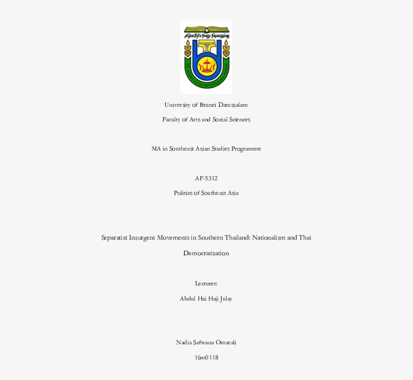 Separatist Insurgent Movements In Southern Thailand - Ubd, transparent png #7976514