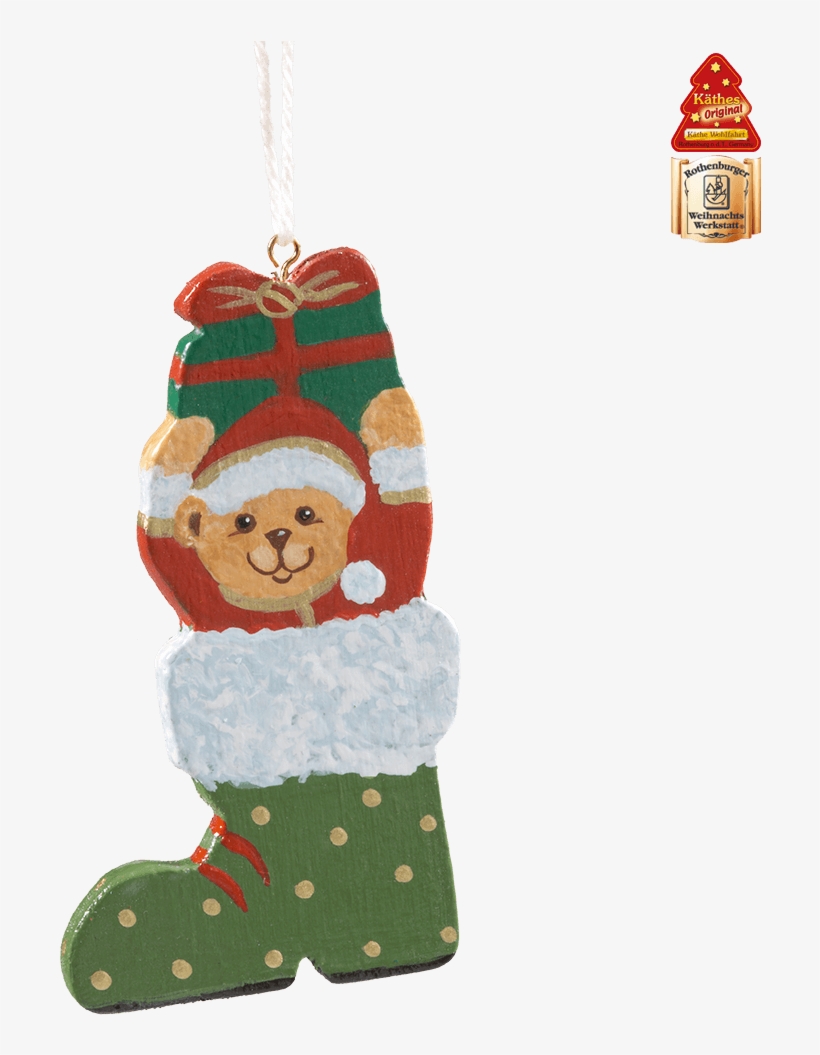 Teddy In Christmas Boot, Green - Christmas Ornament, transparent png #7977170