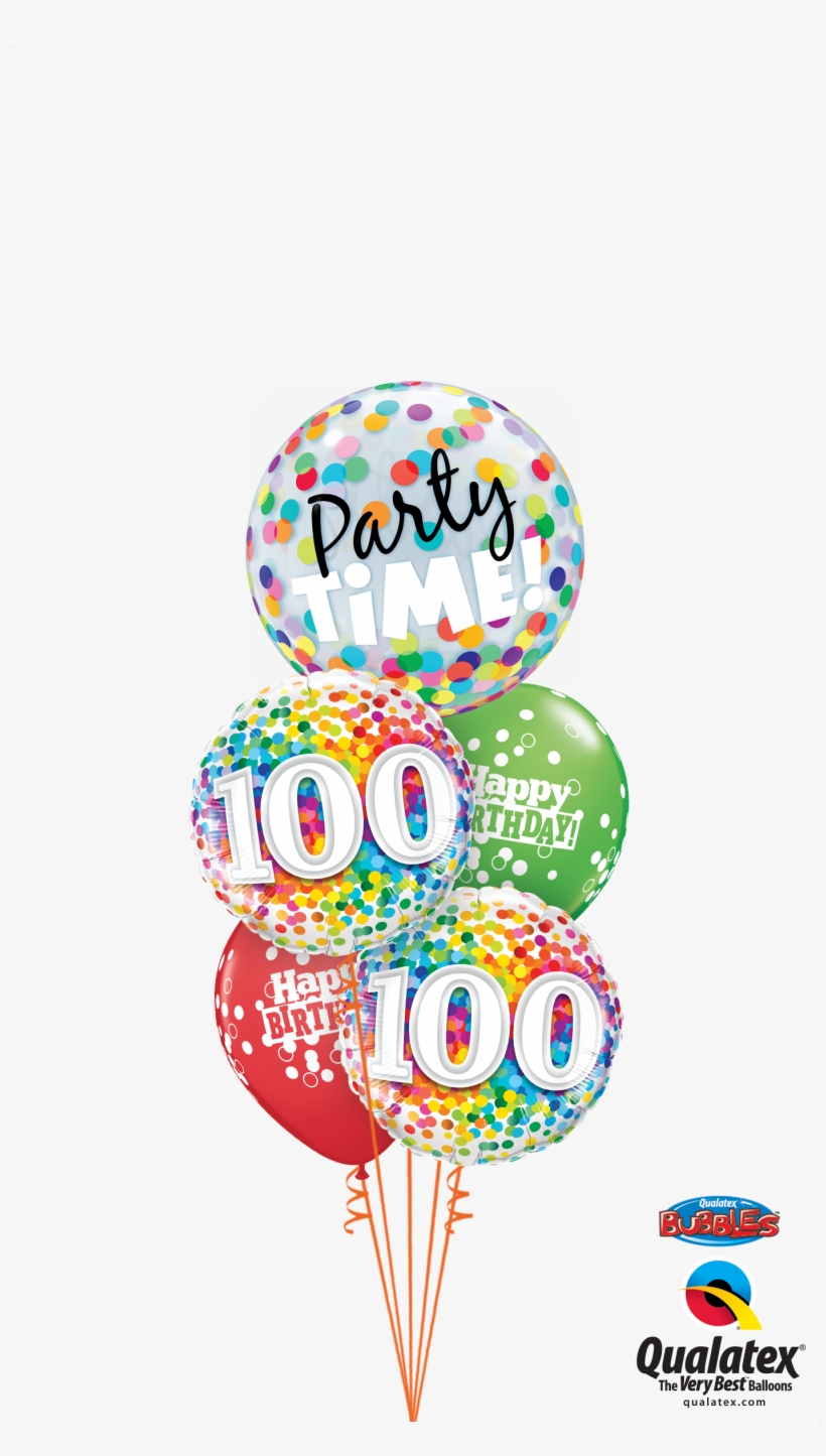 100th Bday Confetti Dots Party Time Bubble Staggered - Balloon, transparent png #7978139