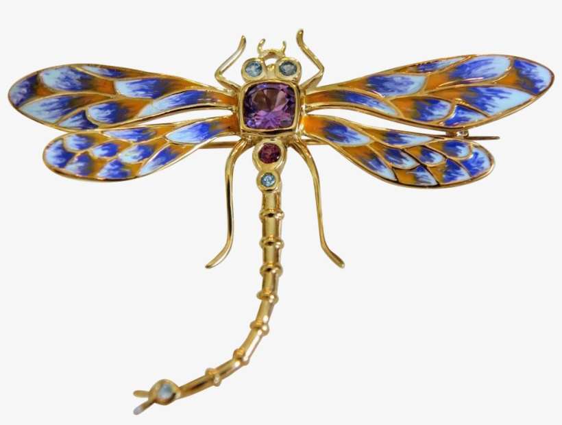 Vintage Enamelled Dragon Fly Brooch/ Pendant - Dragonfly, transparent png #7979979