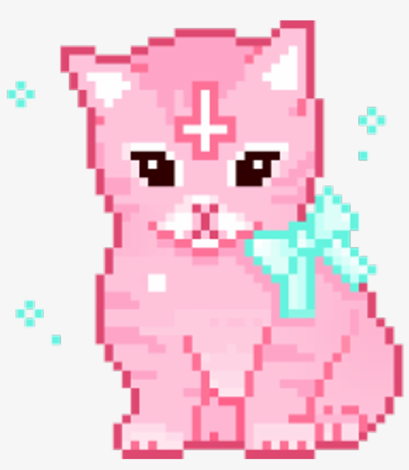 Tumblr Sticker - Pink Cat Pixel Art, transparent png #7981701