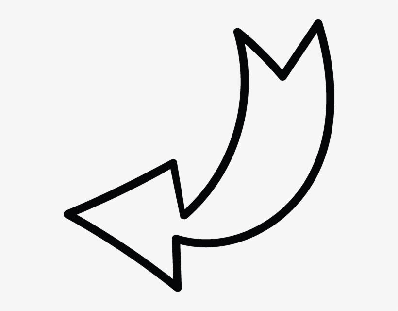 Left Down Arrow Wedge Tail Doodle - Line Art, transparent png #7982911