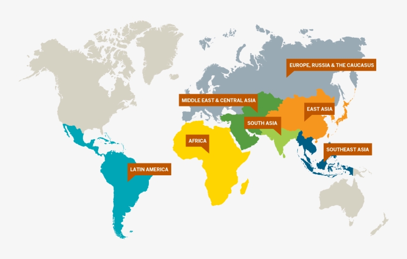 Country List By Assigned Region - World Map Green Silhouette, transparent png #7993125