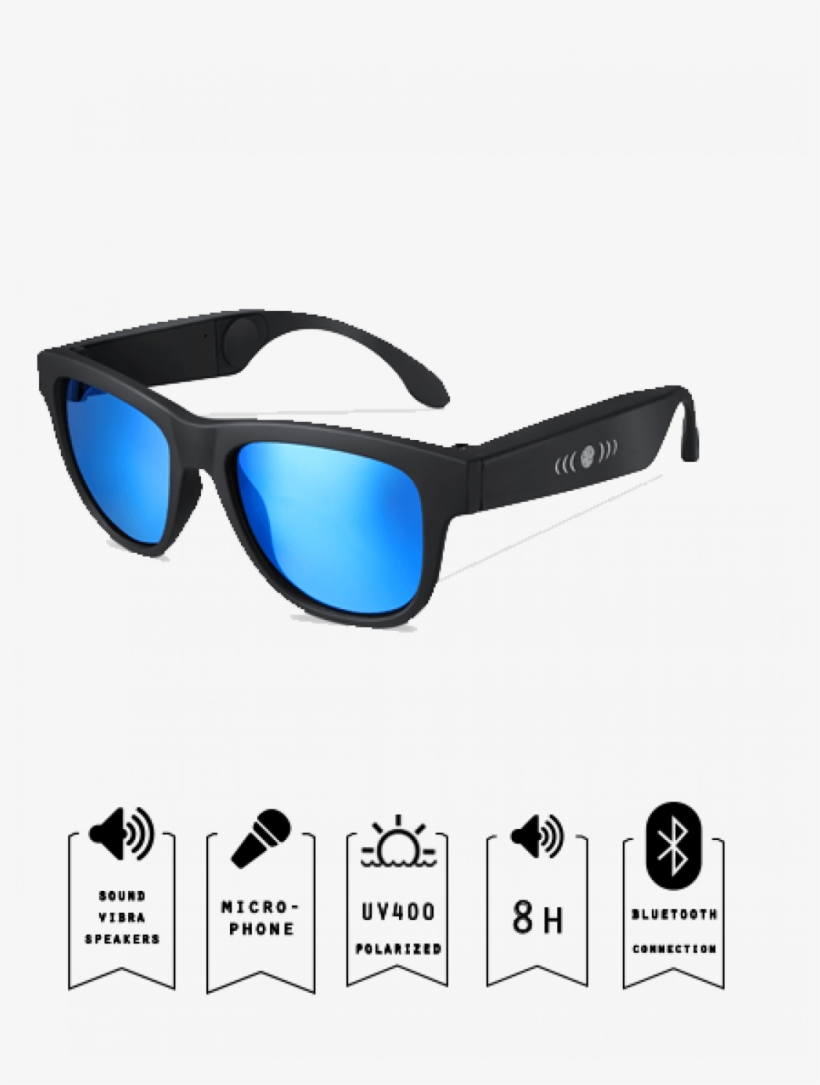 Dressed In Music Bone Conduction Speaker Blue - Earphone Glasses, transparent png #7994249