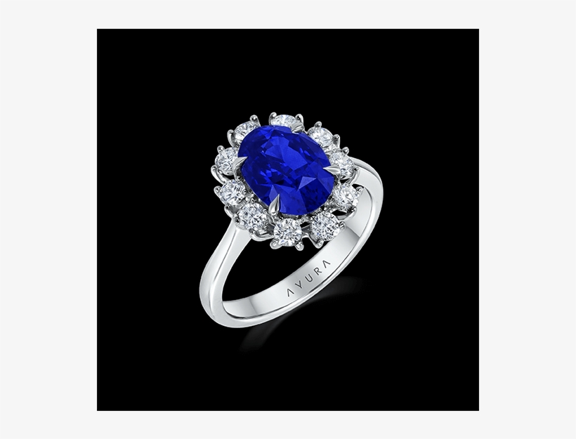 Blue Sapphire Ring Set With White Diamonds, 18kt White - Pre-engagement Ring, transparent png #7996644