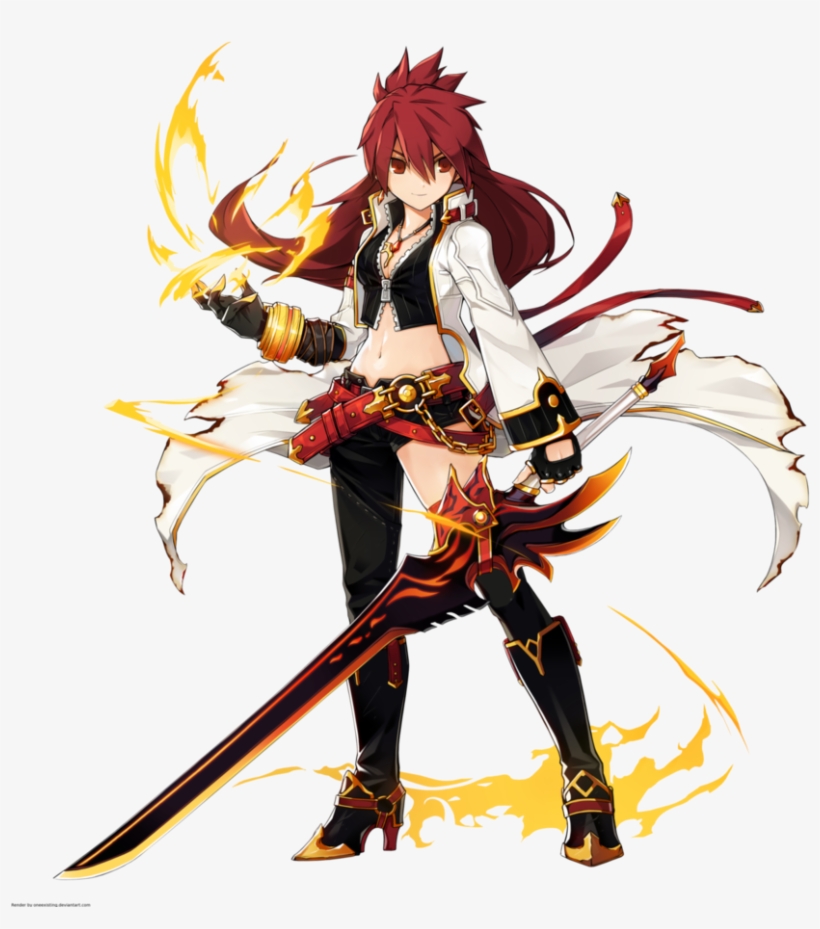 The Blazing Flame - Grand Chase Elesis Fanart, transparent png #7996955